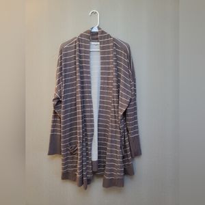 Maurices Dusty Rose and White Striped Cardigan Size 3X
